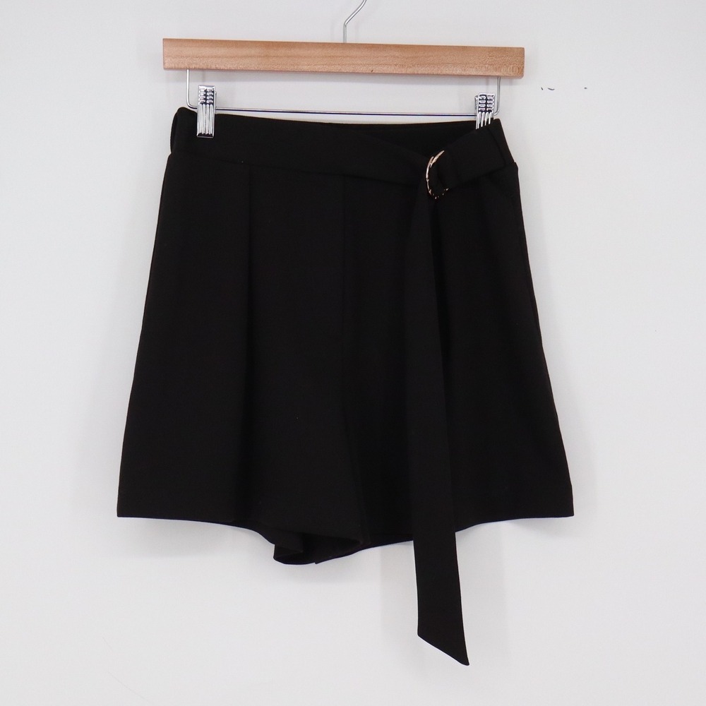 H&M Shorts Womens S O/N Black Belted High Waisted Pleated Excellent